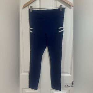 NWT Fabletics Trinity Mid-Rise Pocket 7/8 Blue Striped Mesh Sides Performance S.